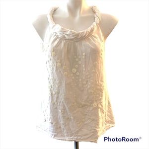 LOFT White Sequin Embellished Blouse
